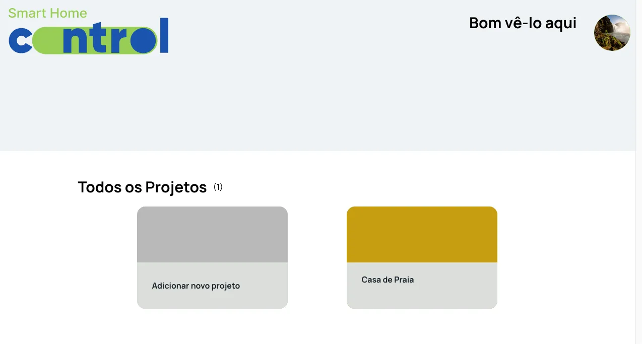 Tela inicial do Xcene Config com os cartões dos projetos