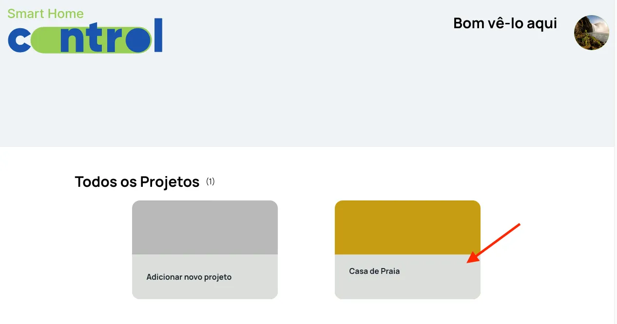 Tela inicial do Xcene Config com os cartões dos projetos