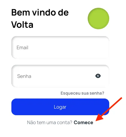 Tela de entrada do Xcene Config com o link Comece em destaque