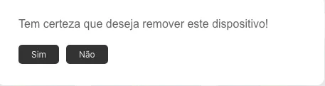 Janela de confirmação da remoção com o botão Sim