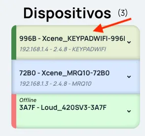 Cartão de dispositivo com coloração verde após acionamento físico