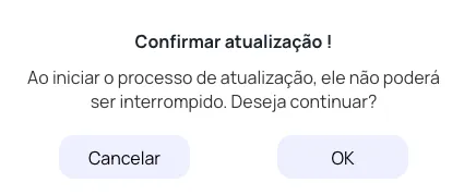 Tela de progresso da atualização com o percentual