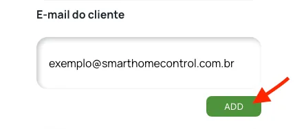 Campo de e-mail com o botão ADD