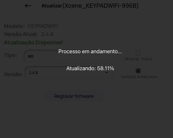 Tela seguinte do processo de atualização
