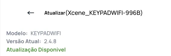 Tela de atualização com a indicação Atualização disponível