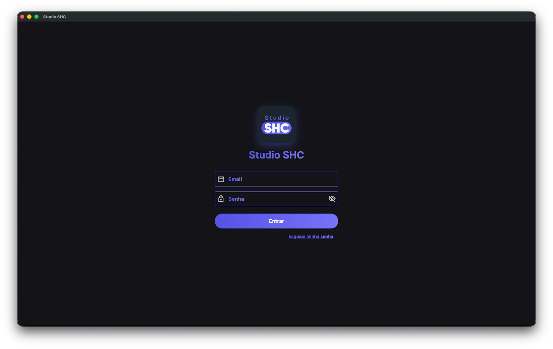 Tela de login com os campos Email e Senha e o botão Entrar